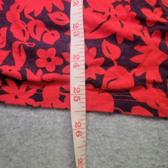 Boden Red Blue Floral Faux Wrap Jersey Top Womens Size US 14 Long sleeve - Picture 7 of 9
